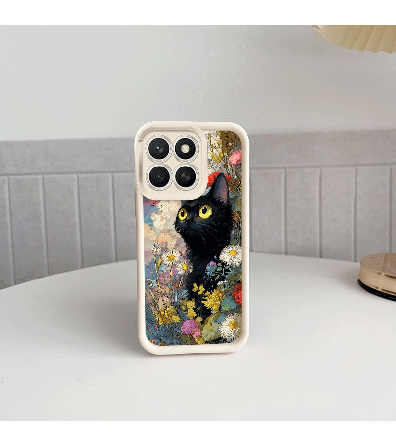 Phone Case Black Cat Flower Design Full Coverage Anti Fall Shockproof Case Compatible With X5b Plus X5 X5 Plus X6 X6b X7 X7a X7b X7c X8 X8a X8b X8c X9a X9b X9c Honor 200 200 Pro 200 Lite 200 Smart 5g 400 400 Pro 400 Lite Easy Stylish - Image 5