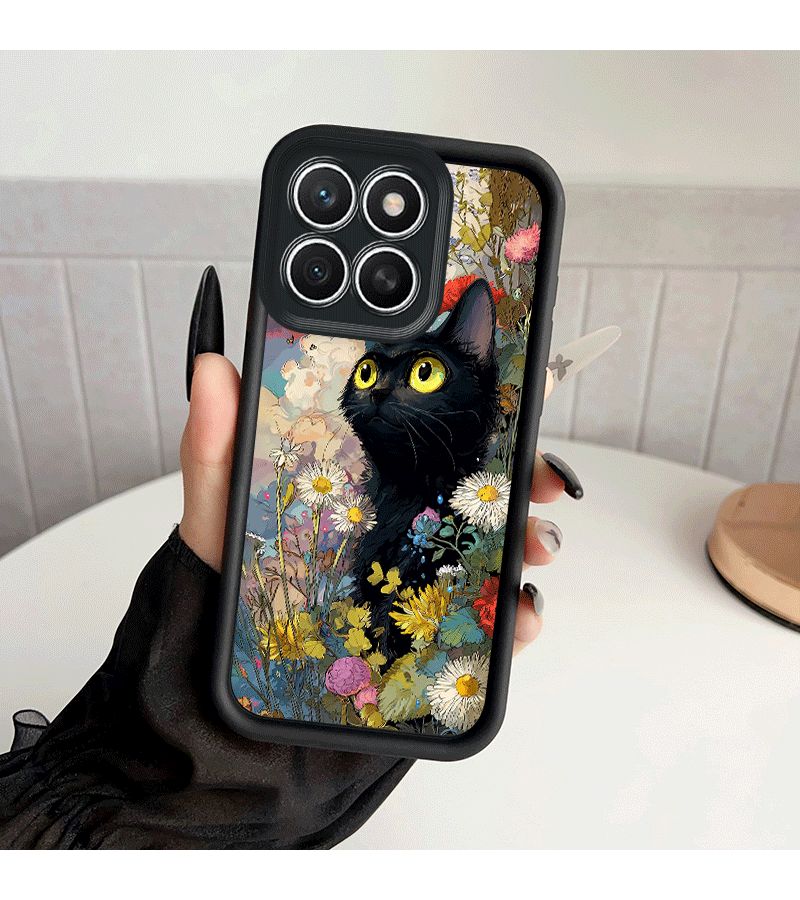 Phone Case Black Cat Flower Design Full Coverage Anti Fall Shockproof Case Compatible With X5b Plus X5 X5 Plus X6 X6b X7 X7a X7b X7c X8 X8a X8b X8c X9a X9b X9c Honor 200 200 Pro 200 Lite 200 Smart 5g 400 400 Pro 400 Lite Easy Stylish - Image 3