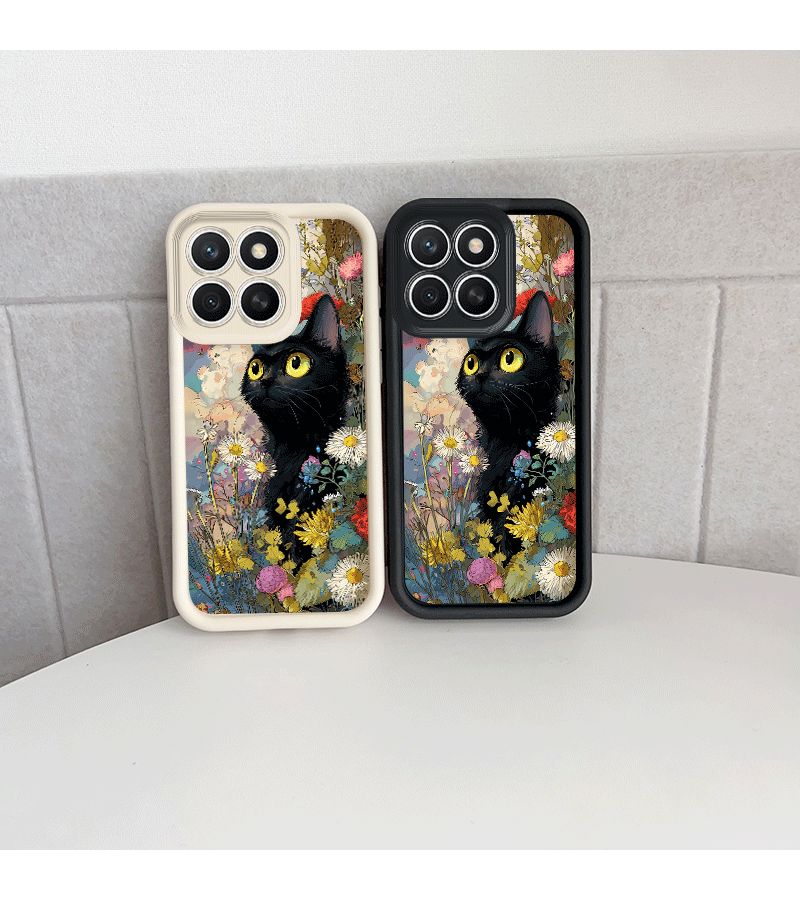Phone Case Black Cat Flower Design Full Coverage Anti Fall Shockproof Case Compatible With X5b Plus X5 X5 Plus X6 X6b X7 X7a X7b X7c X8 X8a X8b X8c X9a X9b X9c Honor 200 200 Pro 200 Lite 200 Smart 5g 400 400 Pro 400 Lite Easy Stylish - Image 4
