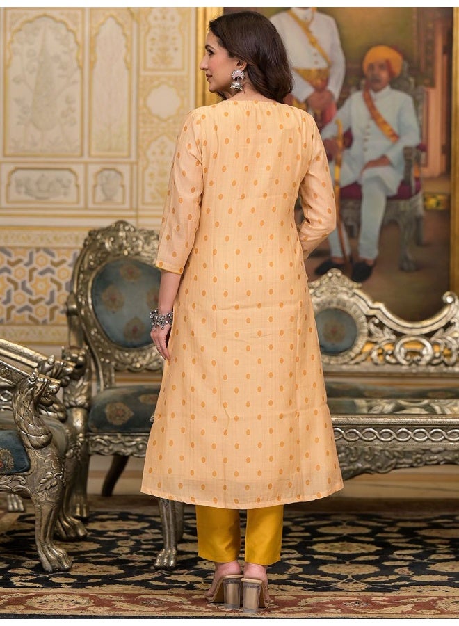 AKS Couture Women Geometric Printed Regular Kurta with Trousers & With Dupatta - Image 4