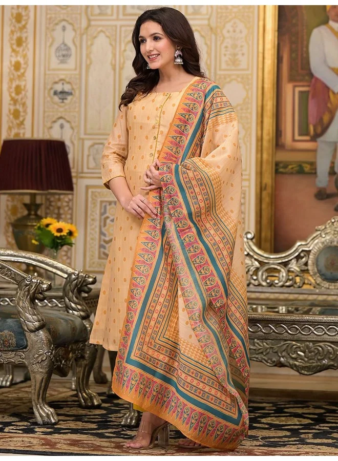 AKS AKS Couture Women Geometric Printed Regular Kurta with Trousers & With Dupatta