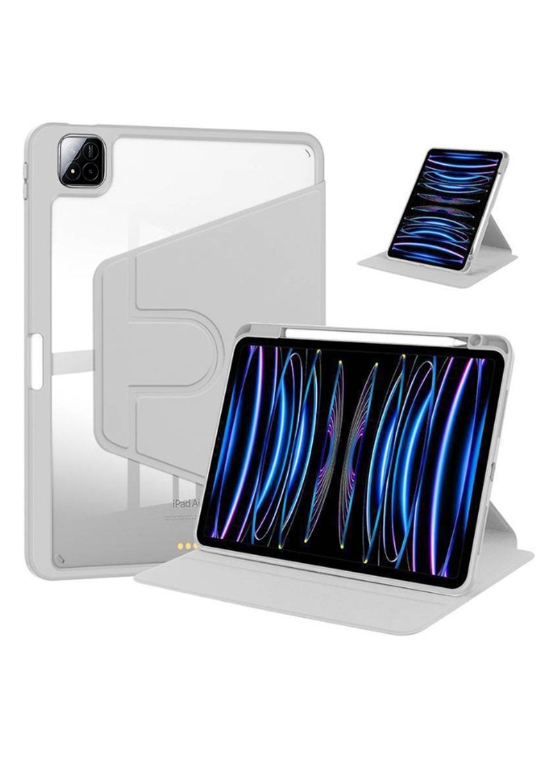 for xiaomi Pad 7/Pad 7 Pro Case Cover, Tablet Protective Case With Pen Slot, Acrylic 360 ° Rotating Design, Automatic Wake-up/sleep, Soft Leather,Grey  - Image 1