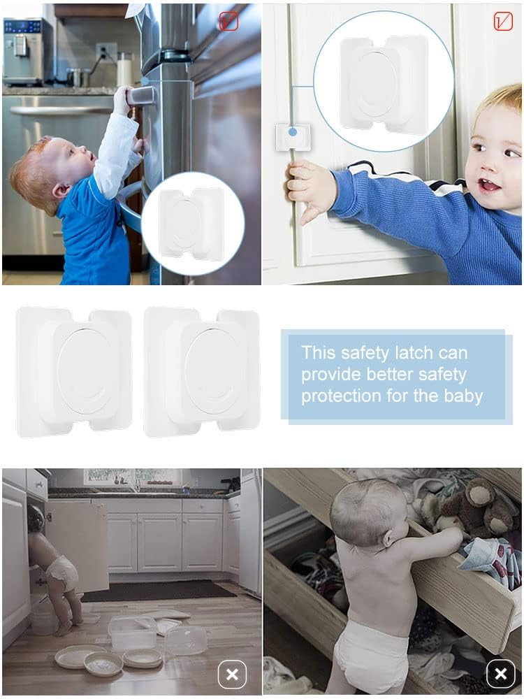 KPNG Baby Guard, Drawer Lock, Child Lock, Baby Safety Lock, Stopper, Earthquake Prevention, Suitable For Refrigerators, Cupboards, Cabinets, Easy Installation (Pack Of 4, Flat Angle Lock), White - Image 5