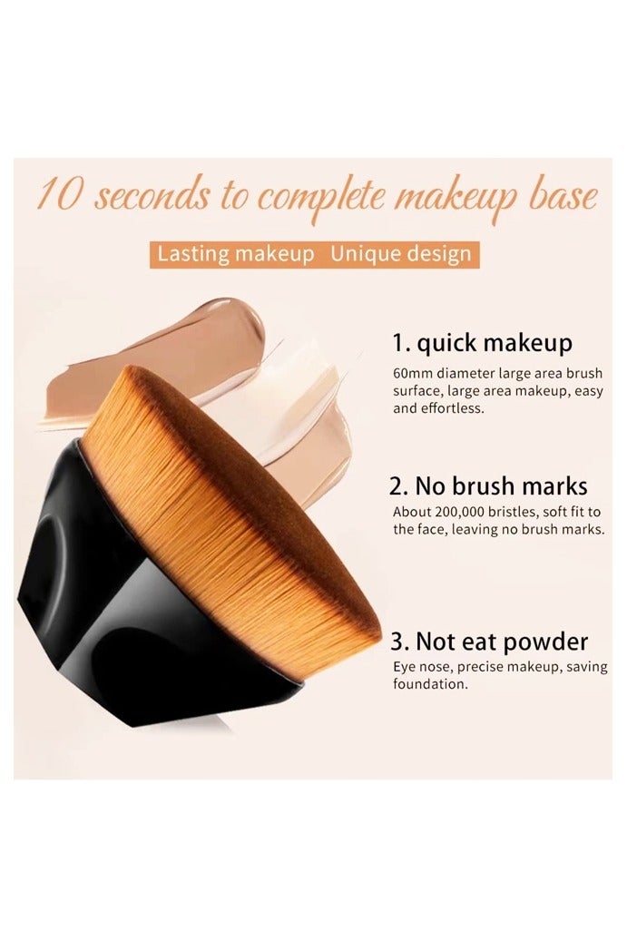 Hexagon Flat Top Kabuki Foundation Brush with Protective Case for Flawless Liquid & Powder Application - Image 3