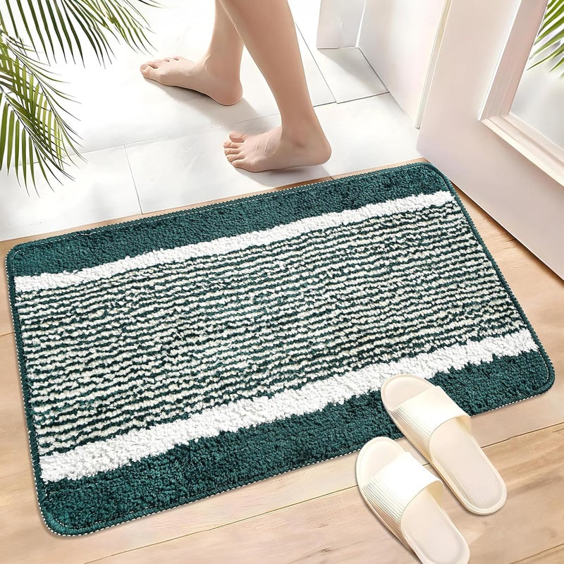Kuber Industries Microfiber (40x60 cm) Door Mats for Home | Floor Mat for Living Room, Bedroom, Bathroom & Office | Kitchen Mats for Floor Anti Slip | Lining - Green - Image 1