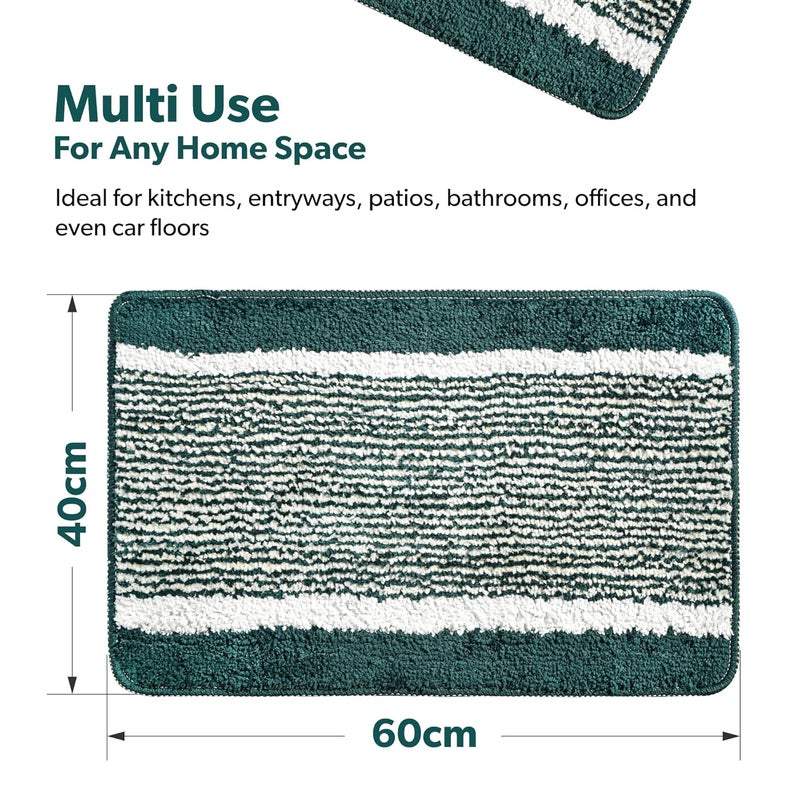Kuber Industries Microfiber (40x60 cm) Door Mats for Home | Floor Mat for Living Room, Bedroom, Bathroom & Office | Kitchen Mats for Floor Anti Slip | Lining - Green - Image 2