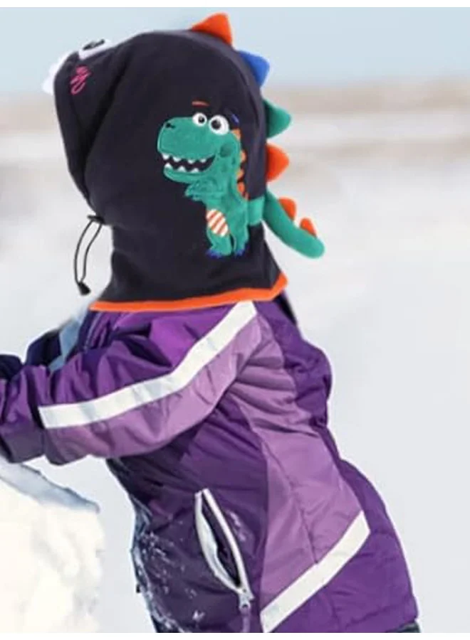 LITTLE SURPRISE BOX Blue Square Dino Fleece Winter Cap covering MouthNeck and Head for Minus degree Temperature5 yrs and above