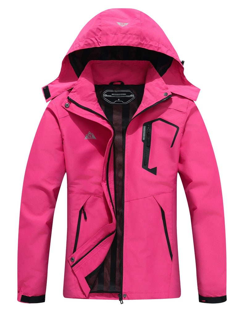 DECKTIN Women's Waterproof Lightweight Rain Jacket Windproof Breathable Trench Coat Detachable Hood Raincoats Outdoor Hiking Jacket - Image 1