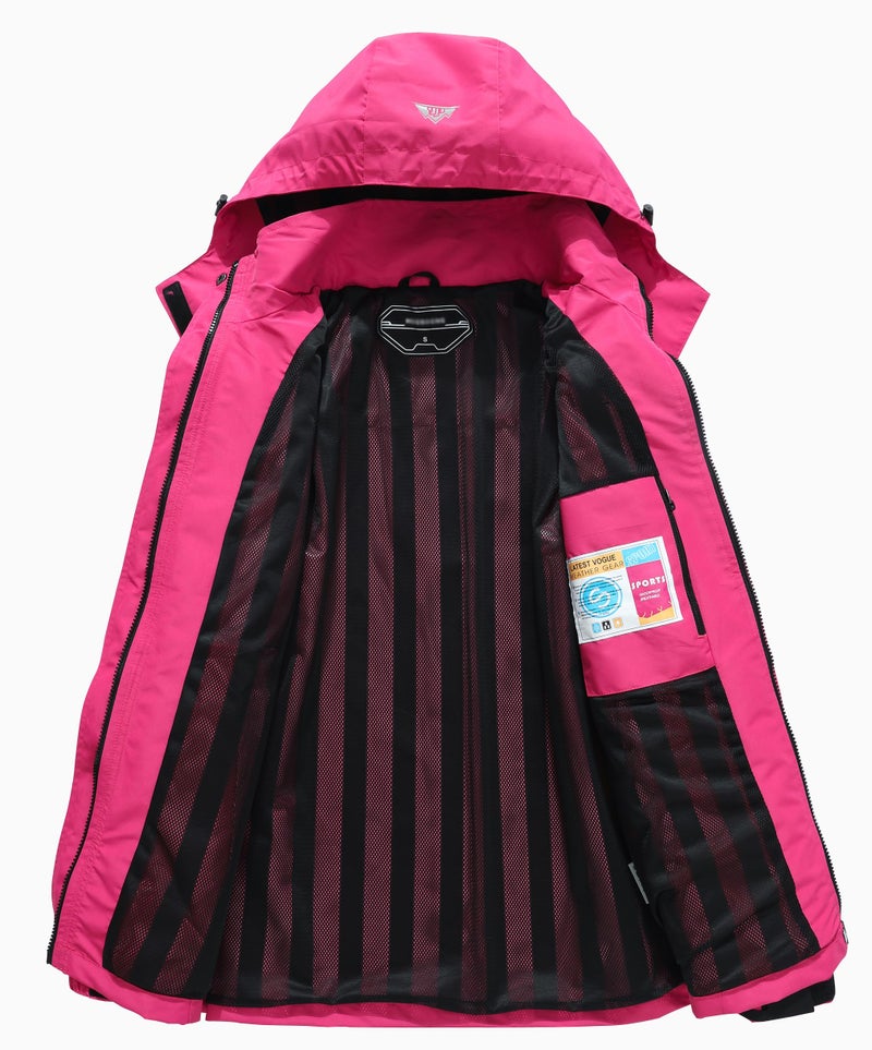 DECKTIN Women's Waterproof Lightweight Rain Jacket Windproof Breathable Trench Coat Detachable Hood Raincoats Outdoor Hiking Jacket - Image 4