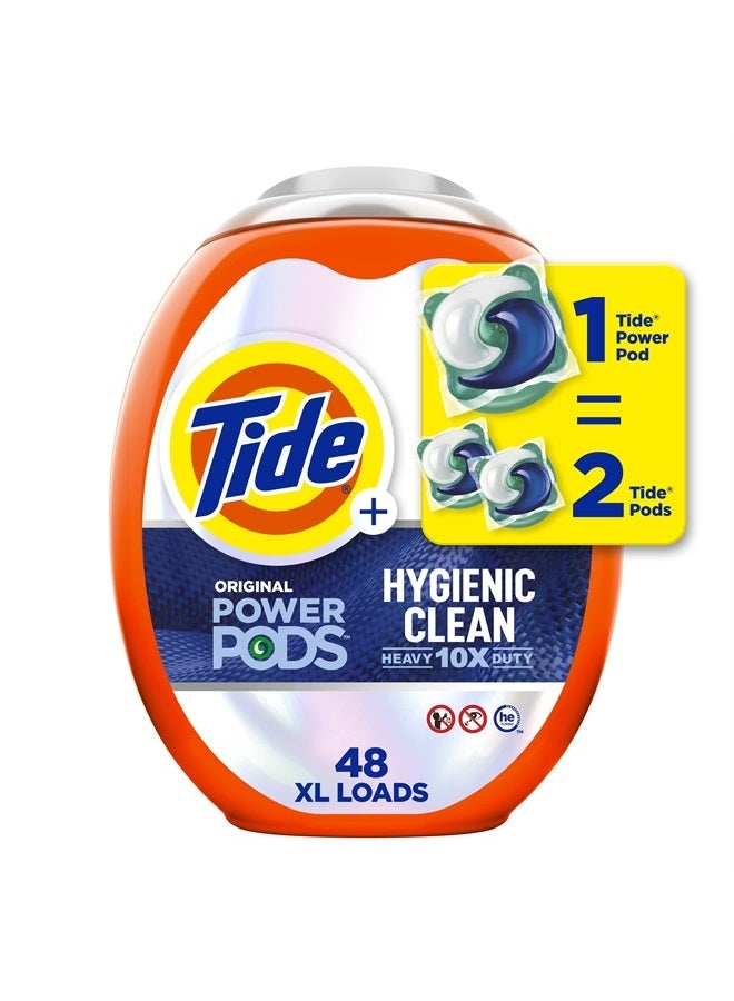 Tide Hygienic Clean Heavy 10x Duty Power PODS Laundry Detergent Soap Pods, Original, 48 count, For Visible and Invisible Dirt (Packaging May Vary)  - Image 1