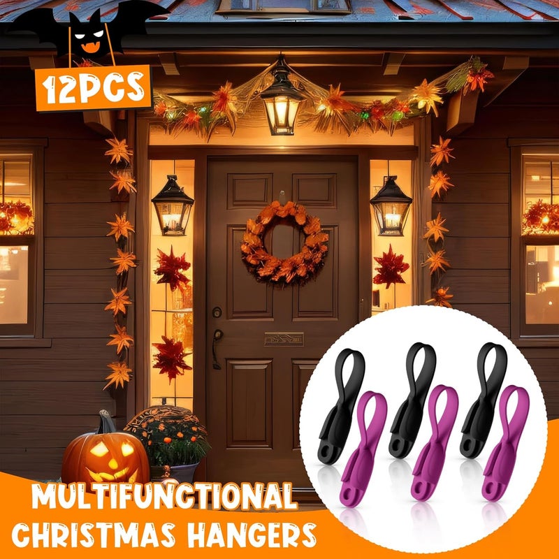 Fiada 12 Pcs Christmas Garland Hanger for Mantle Cord Bundlers Cord Organizer for Appliances, Self Adhesive Kitchen Sticky Silicone Holder Organizer for Christmas Wreath Fireplace(Black,Purple) - Image 5
