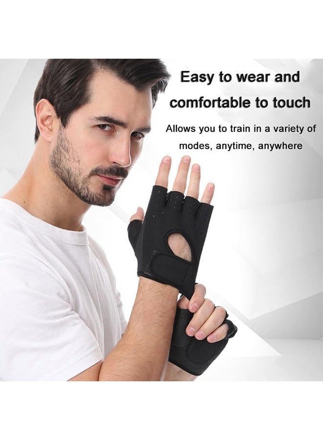 JS Workout Gloves with Palm Protection, Semi Finger Training Gloves, Lightweight Gym Weight Lifting Gloves for Men/Women, Breathable Exercise, Black - Image 5