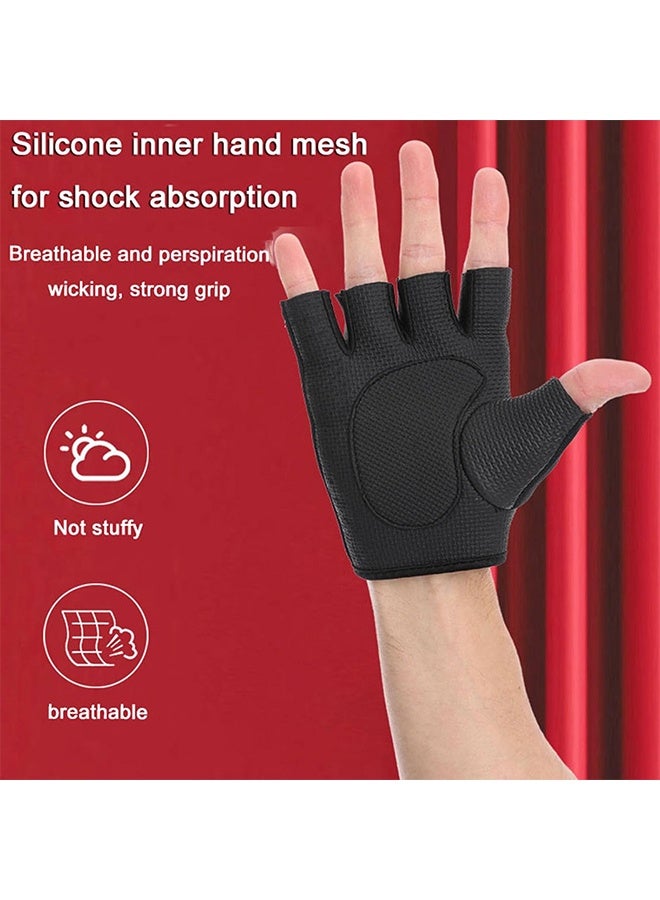 JS Workout Gloves with Palm Protection, Semi Finger Training Gloves, Lightweight Gym Weight Lifting Gloves for Men/Women, Breathable Exercise, Black - Image 2