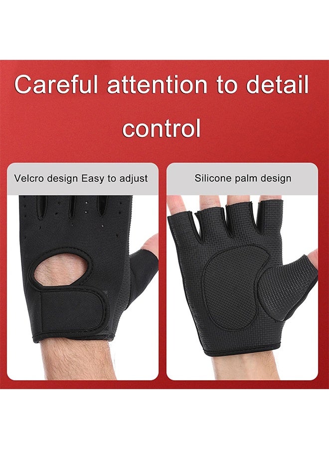 JS Workout Gloves with Palm Protection, Semi Finger Training Gloves, Lightweight Gym Weight Lifting Gloves for Men/Women, Breathable Exercise, Black - Image 4