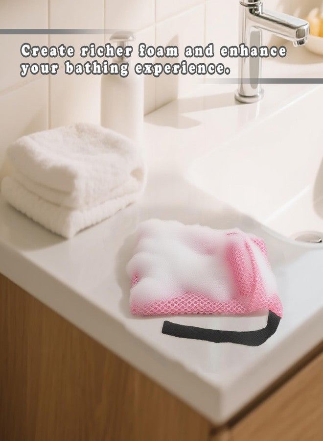 Beiskll Bar Soap Bags Savers, Exfoliating Foaming Japanese Washcloth Pouch, Body Scrubbers for Shower, 2 Pack, Black+Pink (Gentle Roughness) - Image 4