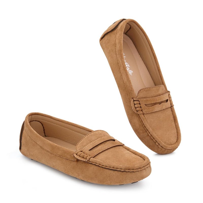 Herstyle Women's Loafers, Comfy Dress Flats, Slip-On Penny Loafers & Moccasins with Cushioned Footbed, Lightweight Business Casual Shoes for Office, Walking & Travel (2025), 2019Tan, Size 7.0, Keiran - Image 4