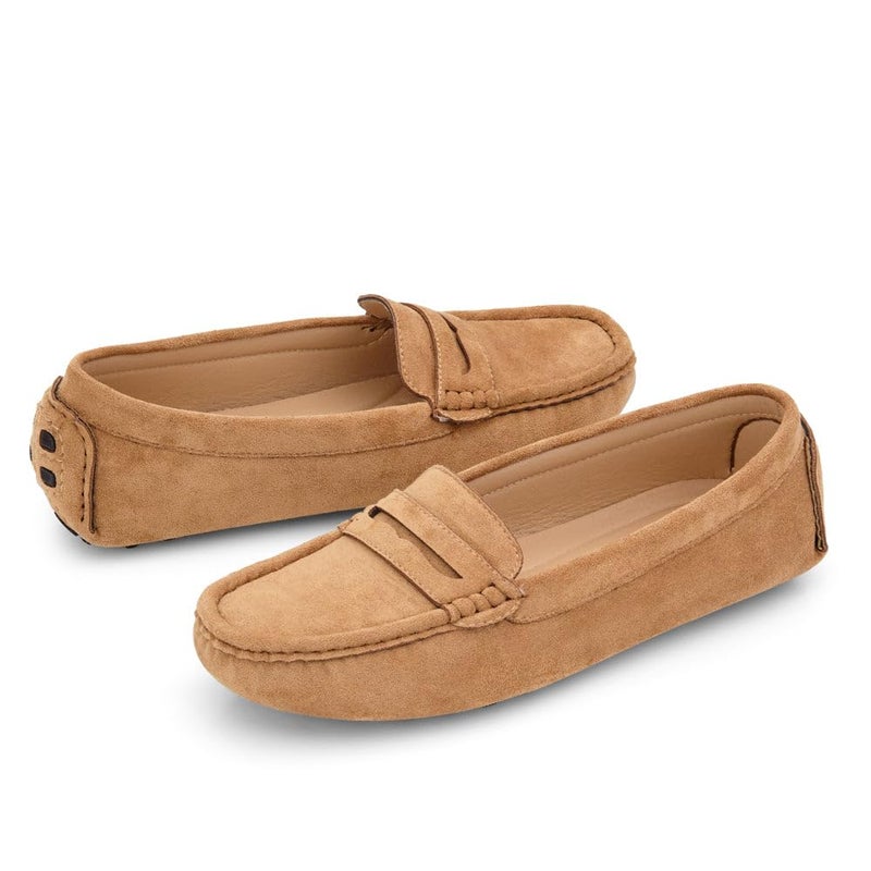 Herstyle Women's Loafers, Comfy Dress Flats, Slip-On Penny Loafers & Moccasins with Cushioned Footbed, Lightweight Business Casual Shoes for Office, Walking & Travel (2025), 2019Tan, Size 7.0, Keiran - Image 5