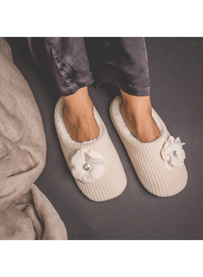 Pantoufla Ladies Slipper Biege Flower - Image 2