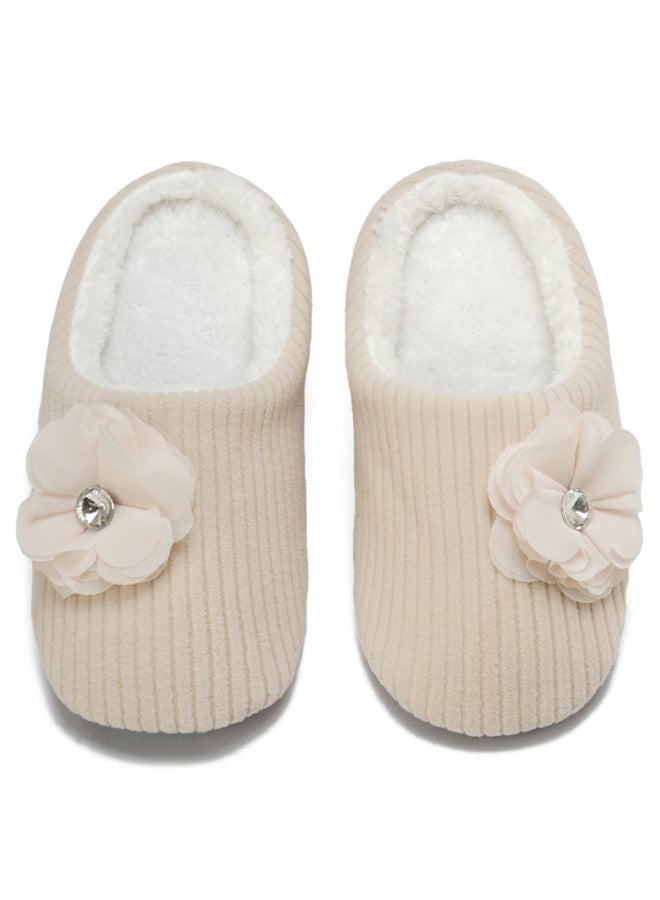Pantoufla Ladies Slipper Biege Flower - Image 1