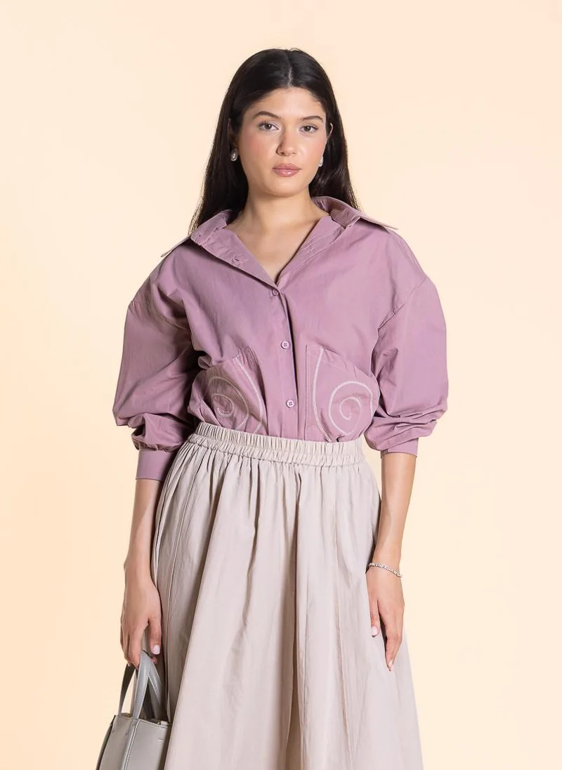SHAPES DETAIL EMBROIDERED SKIRT SET