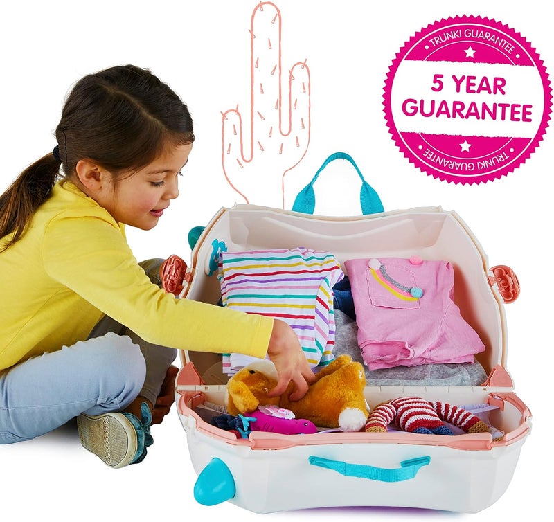 trunki Hand Luggage and Children's Suitcase for Sitting On | Children's Risen Gift for Girls and Boys | Trolley, Pink - Image 3