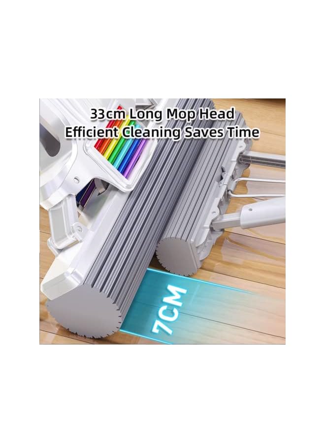 Zalcoon Rainbow Cotton Sponge Mop 13 Inch with Bucket & 3 Super Absorbent Sponge Refill, |Automatic Sponge Release system | Household Cleaning Tool for Kitchen, Tiles, Multi-Surface Hard Floors - Image 3