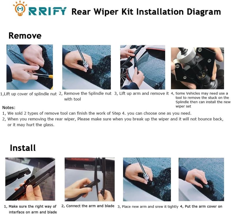 ORRIFY Rear Windshield Wiper Arm Blade Set for BMW X5 X5M E70 2007-2013 - Image 5