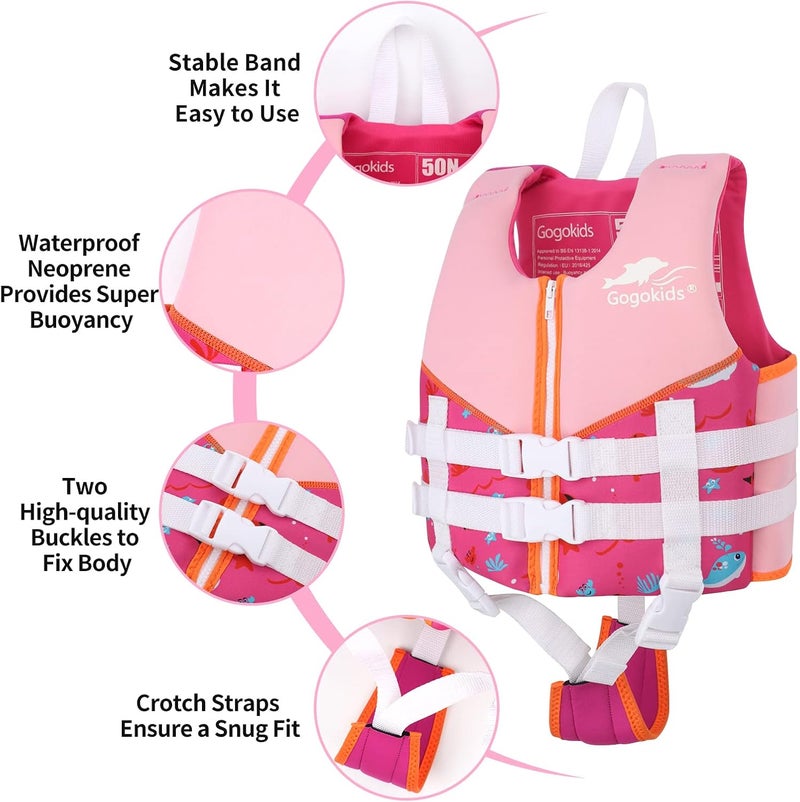 klarako Kids Swim Vest, Baby Swimming Jacket Printed Float Swim Vest Buoyancy Swimwear with Adjustable Safety Strap, Suitable for 29 Year - Image 4