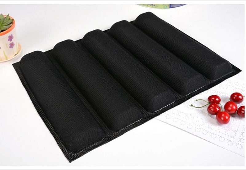 woobles Bread Loaf Pan Silicone Bakeware Silicone Pan Nonstick French Bread Baking 5 Wave Loaves Tray Loaf Bake Oven Toaster Pan 12 Inch French Bread Loaf Silicone Bakeware - Image 5