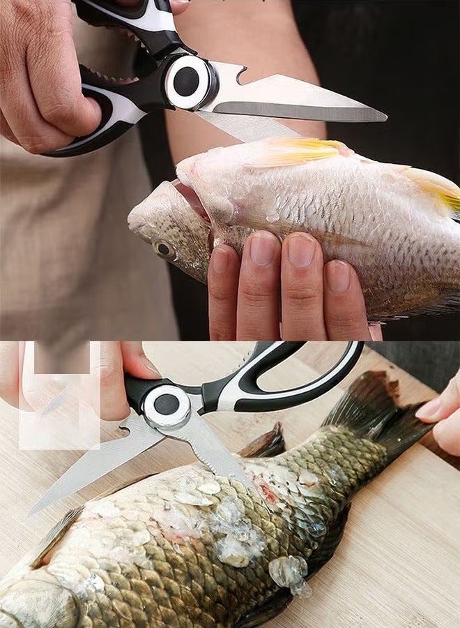 2 sets of multifunctional stainless steel kitchen scissors, vegetable and meat labor-saving chicken bone scissors  - Image 2