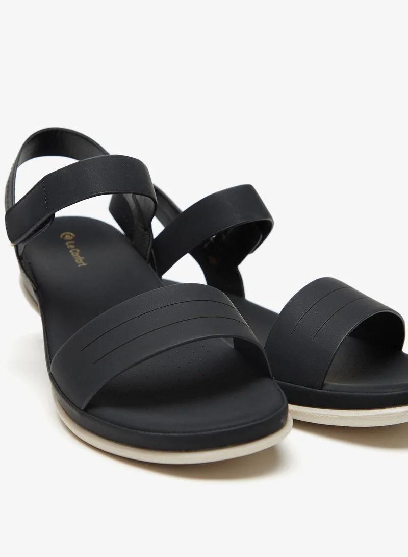Le Confort Solid Open Toe Sandals with Hook and Loop Closure