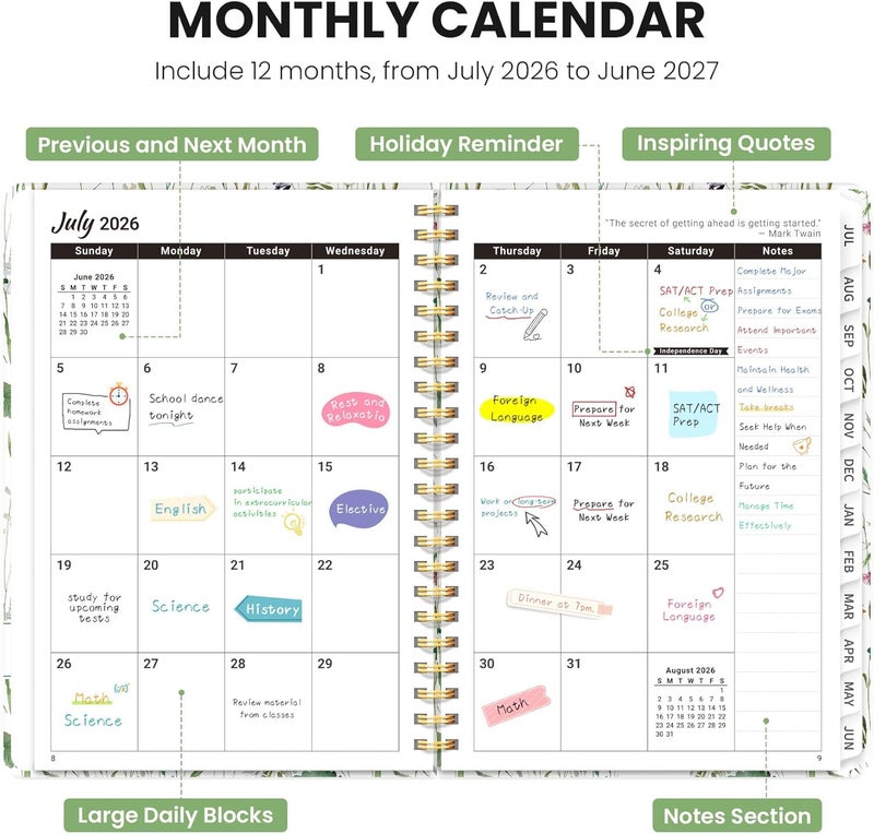 ZOTIA Planner 2026-2027, Monthly and Weekly Academic Planner July 2026 - June 2027, Hardcover Student Teacher Planning Agenda Calendar Book with Tabs, Perfect for Office School Supplies, A4 (8.5" x 11 - Image 2