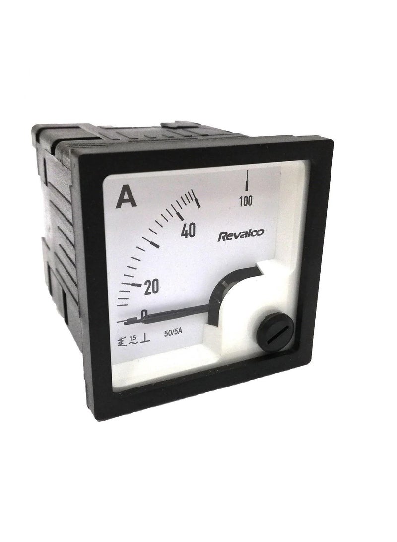 AC Analogue Panel Ammeter 48x48 - CT Type Secondary 5A - ERI48/ESI48 Revalco Italy - Image 1