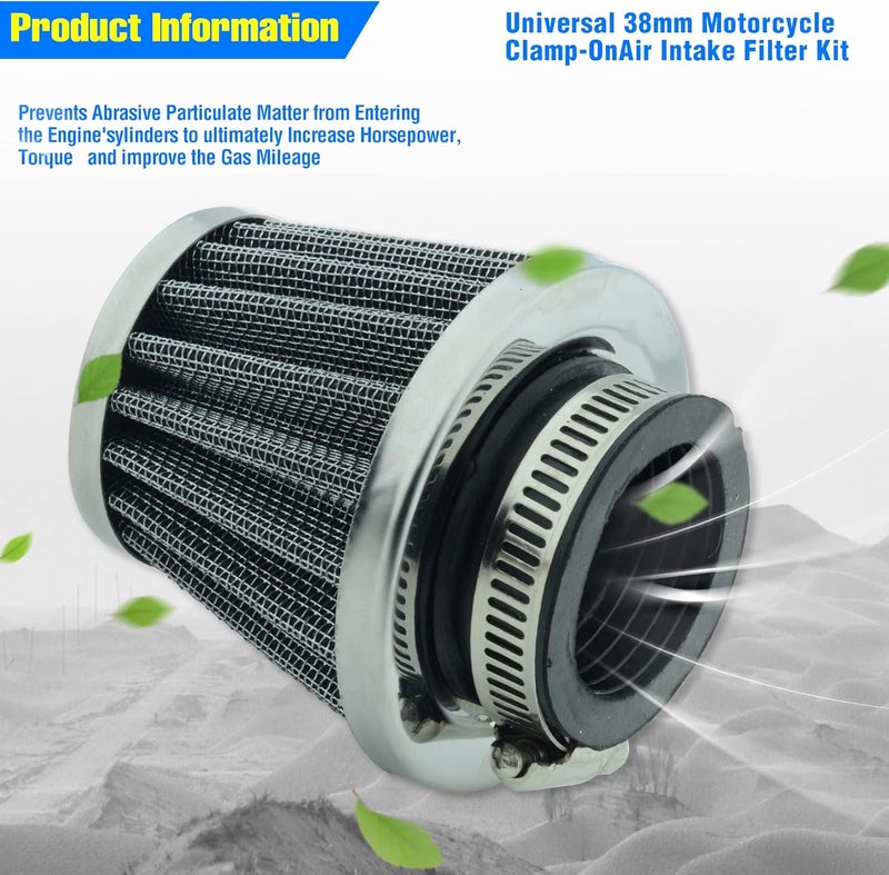 MCHMFG Motorcycle Air Filter 38mm for SSR 110cc 125cc Coolster CRF Dirt Pit Bike GY6 50cc Scooter Moped QMB139 Engine Parts (Silver) - Image 4