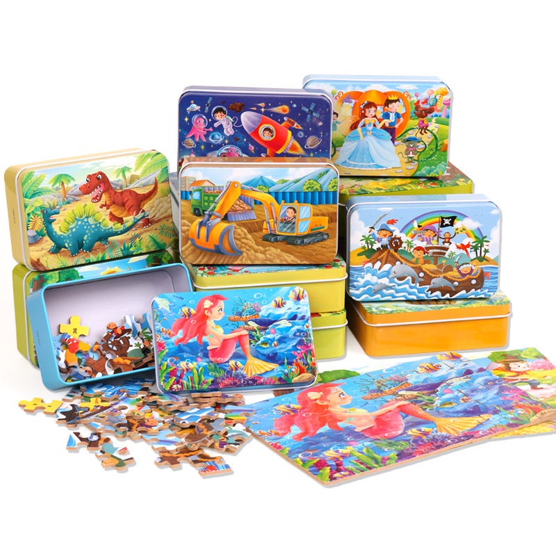 Wooden Puzzle Children'S Puzzle 60 Pieces Iron Boxed Puzzle Puzzle Puzzle Kindergarten Early Education Wooden Toys - Image 4
