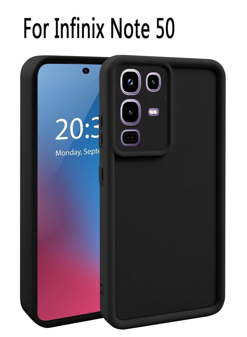 حافظة ناعمة لهاتف إنفينكس نوت 50، غطاء خلفي مطاطي سائل مرن غير قابل للصدمات، حماية الكاميرا غطاء واقي خفيف الوزن، أسود - Image 1