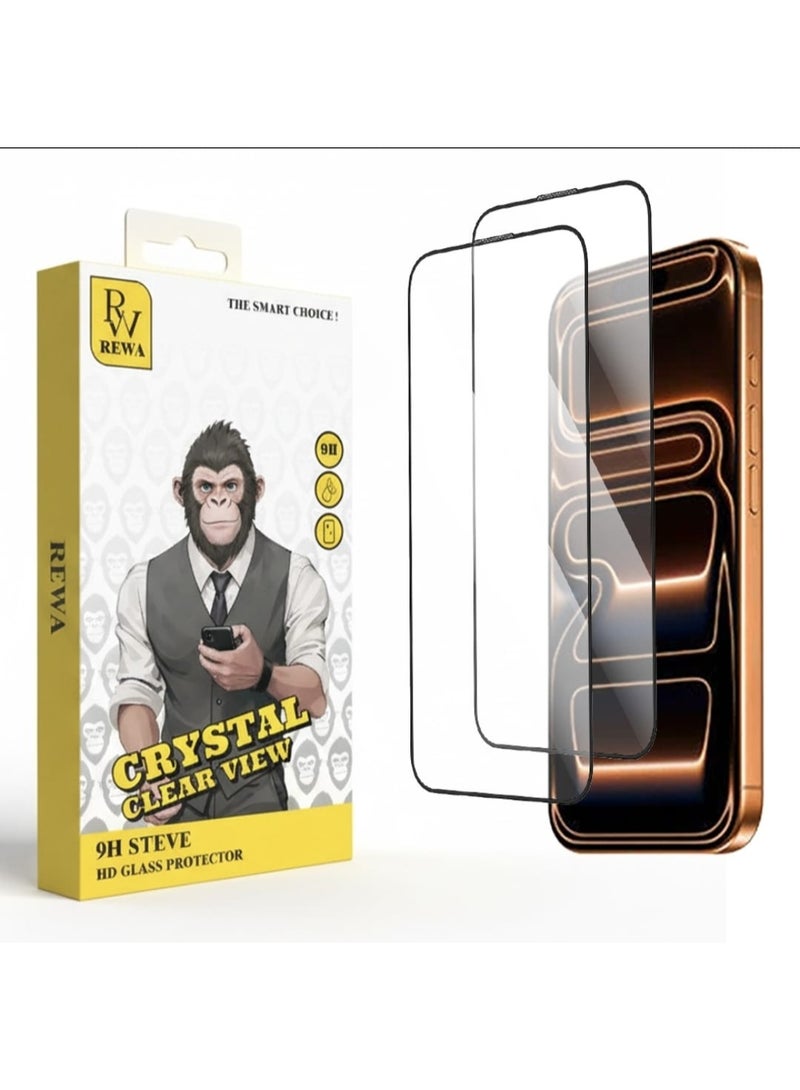 REWA 2-Pack Tempered Glass Screen Protector for Apple iPhone 17 Pro 5G (2025) – Dual Pack, Ultra HD Clarity, Full Glue Adhesive, Edge-to-Edge Coverage, Anti-Scratch, Bubble-Free, Precision-Cut, Enhanced Durability & Smooth Touch - Image 1