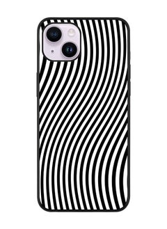Rugged Black edge case for Apple iPhone 14 Plus Slim fit Soft Case Flexible Rubber Edges Anti Drop TPU Gel Thin Cover - Zebra Lines