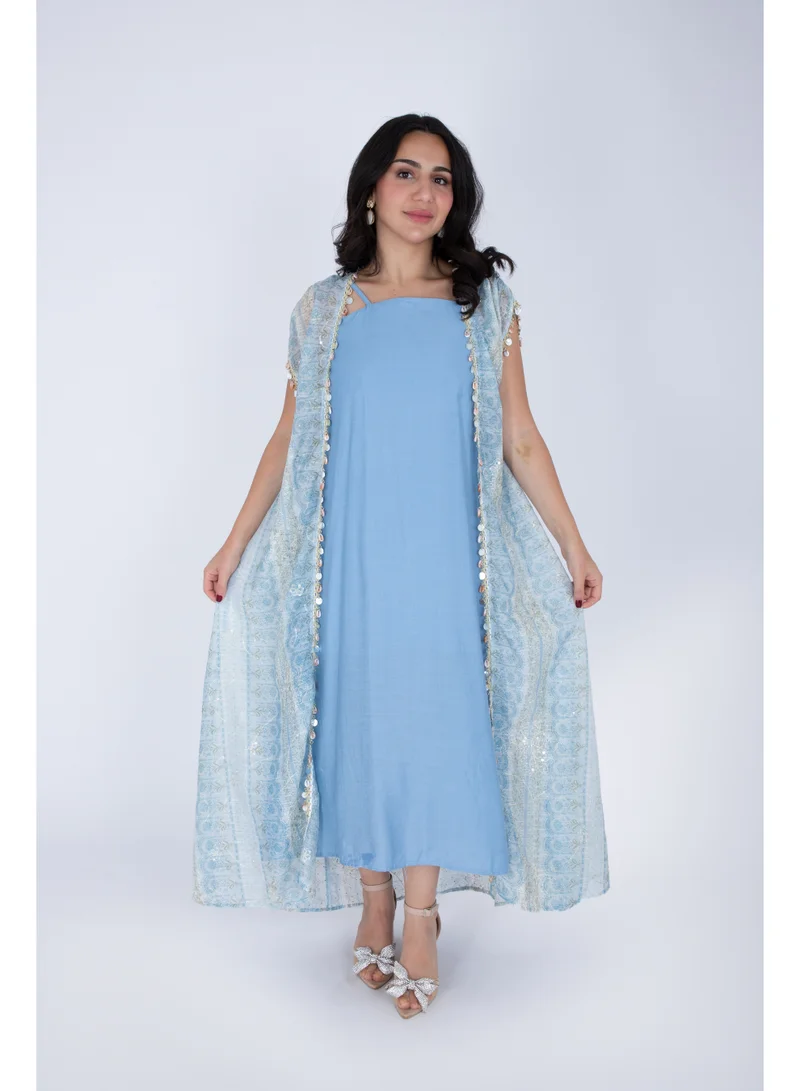 IKKXA  Modern Sleeveless Arabisque Jalabiya  | Best Price UAE