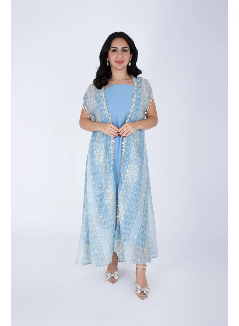 اكسا جلابية أرابيسك عصرية بدون أكمام