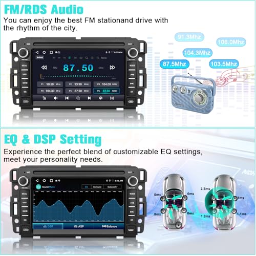 AWESAFE 4 Core 64GB Car Stereo for Chevy Silverado Tahoe GMC Sierra Yukon 2007-2013, Android 13 Touch Screen Silverado Radio Support Wireless CarPlay Android Auto GPS WiFi SWC - with Backup Camera - Image 5