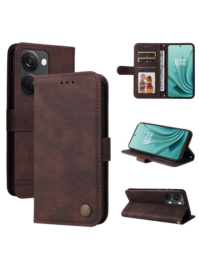 اس-توب جراب لهاتف OnePlus Nord 3 / Ace 2V مصنوع من الجلد مع أزرار معدنية وشجرة الحياة - Image 1