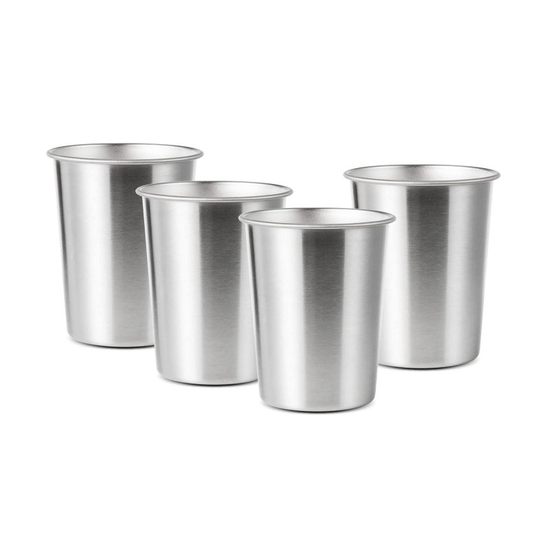 YOLCAR 4Pack 6oz Small Stainless Steel Cups BPA Free Healthy Pint Drinking Cups Metal Drinking Glasses For Kids Silver 170ml6oz