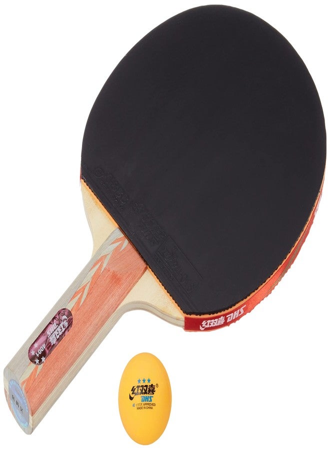 دي إتش أس مضرب تنس الطاولة A4001 DHS مع كرة تنس الطاولة DHS 40 مم 3 نجوم برتقالي (علبة من 6 قطع) - Image 1