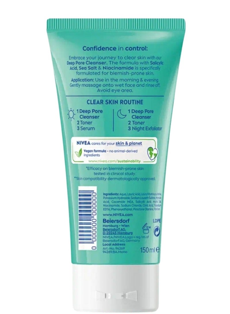 Nivea Derma Skin Clear Deep Pore Cleanser 150ml - Image 2