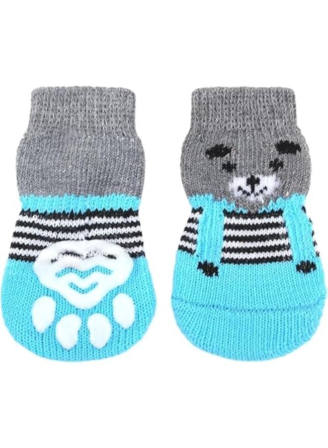 HOOKOR Anti-Slip Knit Small Dog Socks Cat Socks with Rubber Reinforcement, Anti-Slip Pet Dog Cat Socks/Paw Protector/Traction Control for Indoor Wear, Suitable for Small Dogs&Cats - Image 3