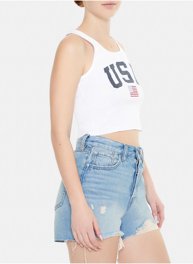 FOREVER 21 - USA Graphic Cropped Tank Top - Image 1