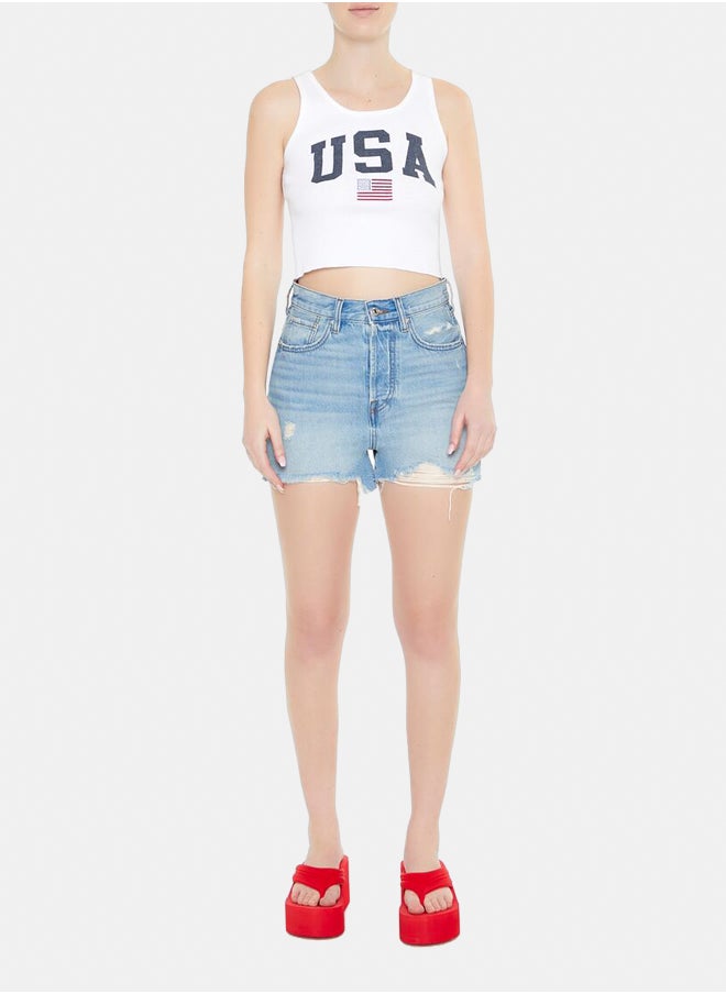 FOREVER 21 - USA Graphic Cropped Tank Top - Image 1