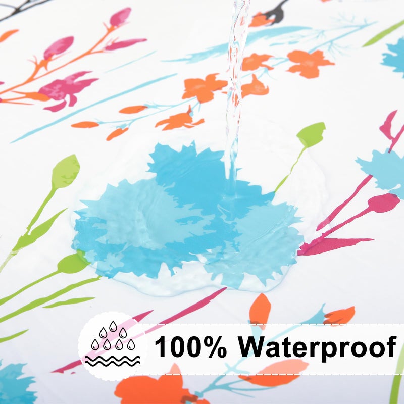 misaya Rectangle Vinyl Tablecloth, Fitted Table Cover, 100% Waterproof, Elastic Edge, Flannel Backing, Plastic Table Cloth Fit 6 Foot Folding Tables for Easter, Picnic, Outdoor (Flowers, 30x72 inch) - Image 3