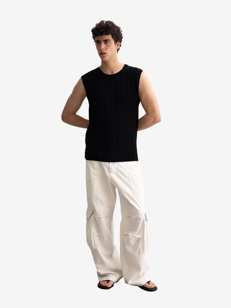 Giesto GIESTO Ribbed Crew Neck Sleeveless T-Shirt